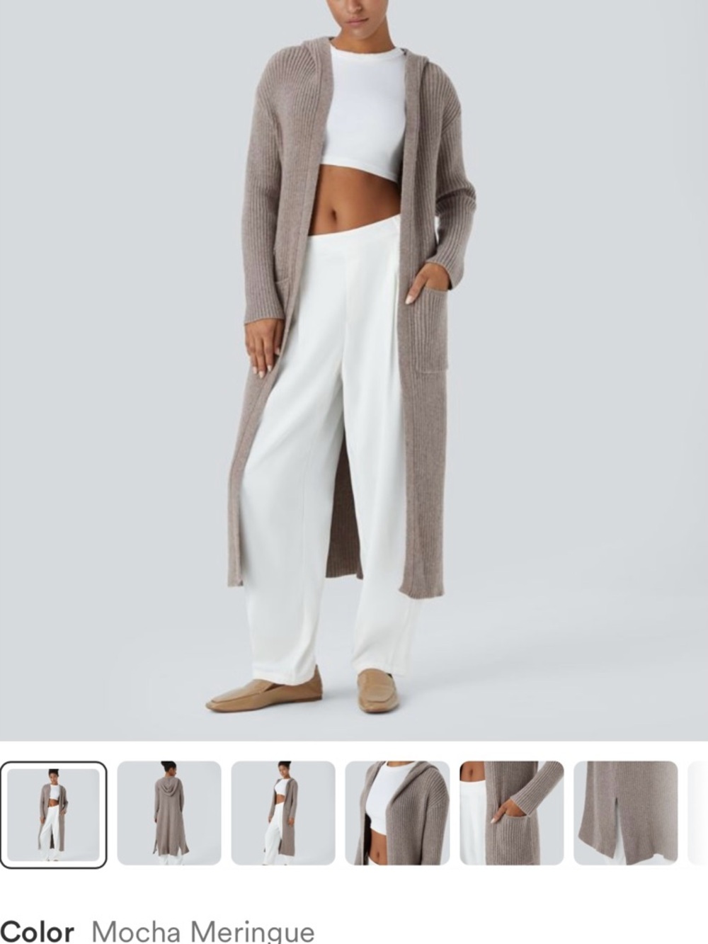 HALARA Hooded Long Sleeve Longline Cardigan w/ Pockets